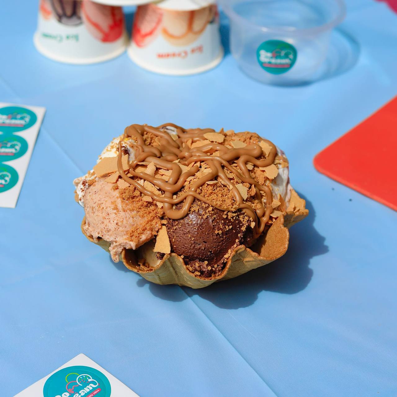 Ice Cream with Lotus Crumbs and Lotus Sauce